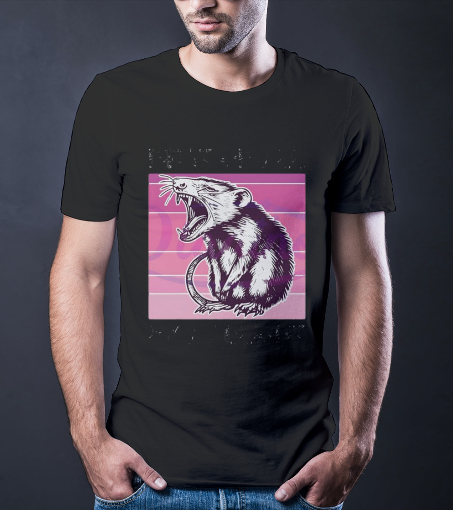 First Of All I’m A Delight Sarcastic Possum Yawning Sketch On Pink T-Shirt