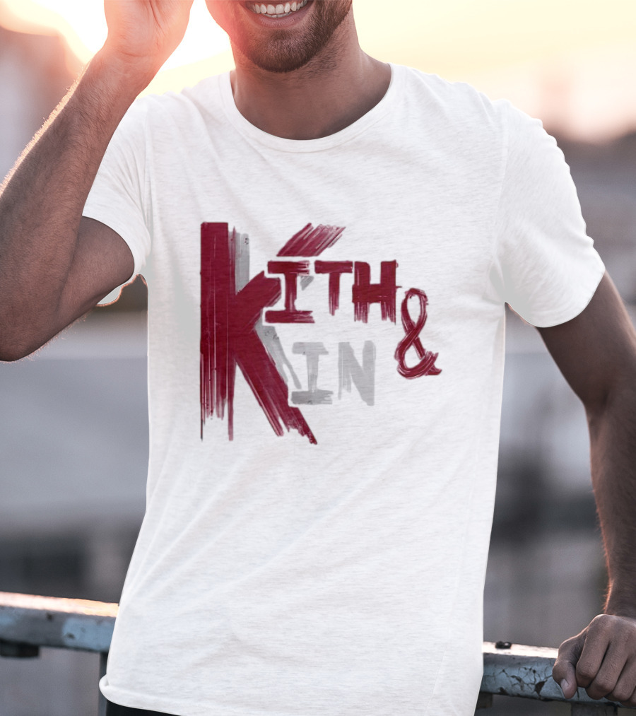 Kith And Kin Bold Red And Gray Text T-Shirt