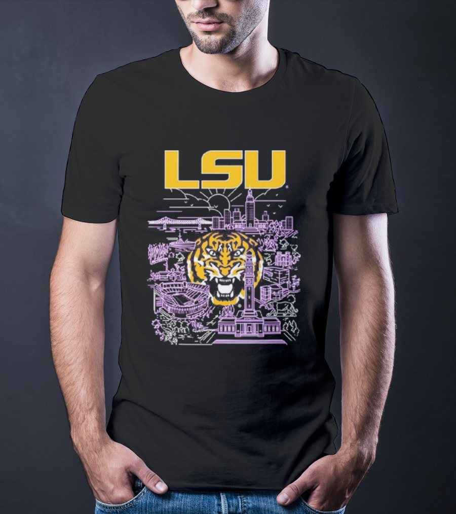 LSU Tigers City Skyline Baton Rouge Tiger T-Shirt