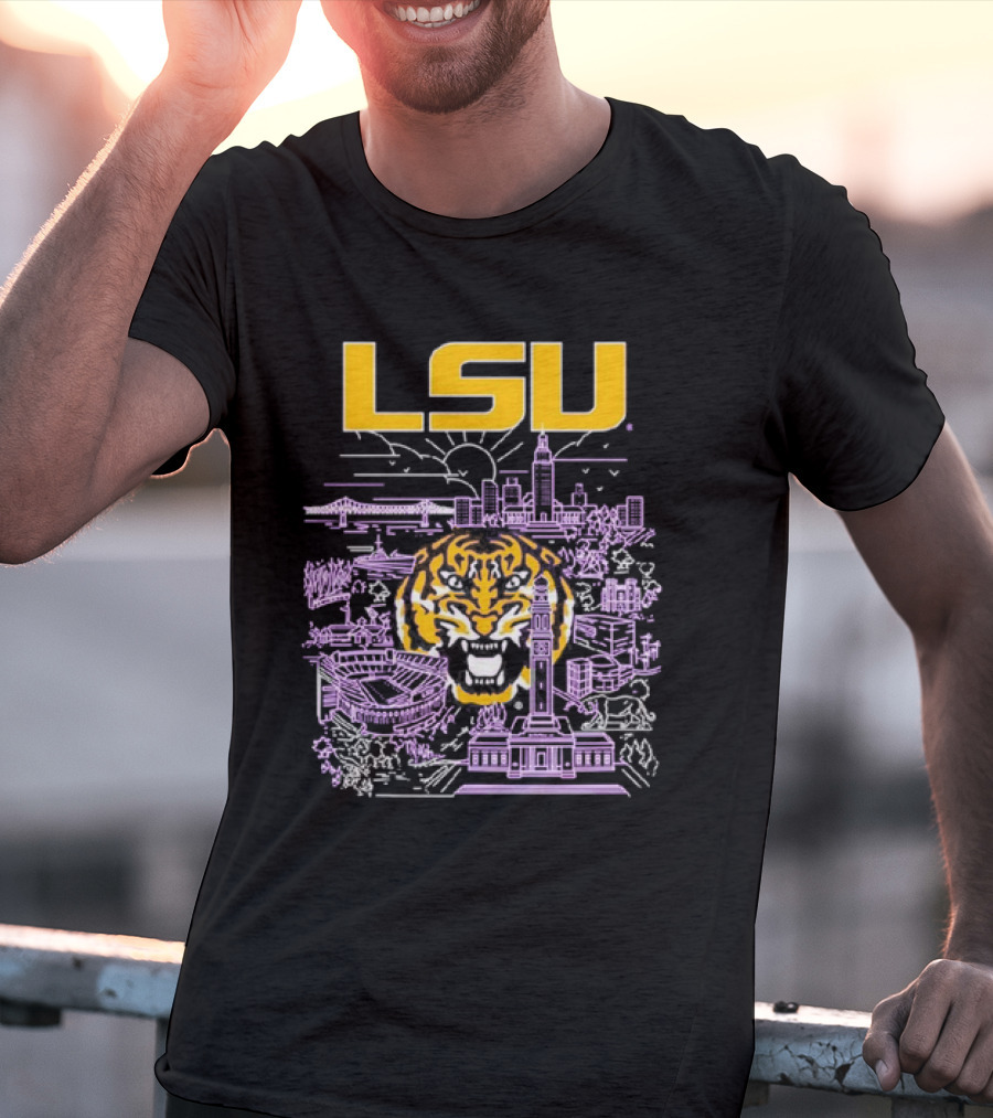 LSU Tigers City Skyline Baton Rouge Tiger T-Shirt