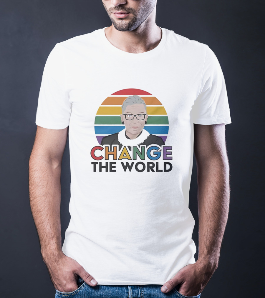 Change The World Ruth Bader Ginsburg Rainbow Stripes T-Shirt