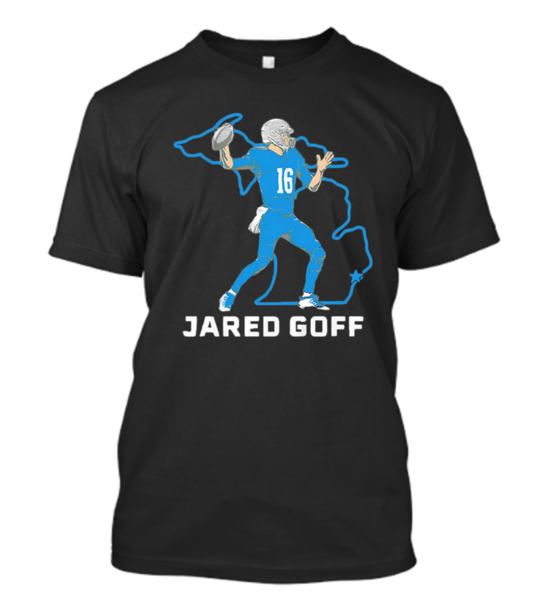 Jared Goff Detroit Football Star Quarterback Michigan Outline T-Shirt