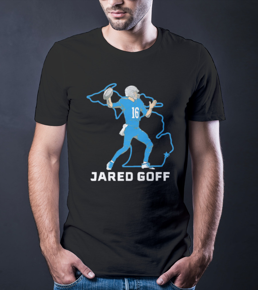 Jared Goff Detroit Football Star Quarterback Michigan Outline T-Shirt