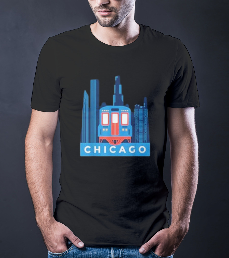 Chicago Skyline El Train T-Shirt