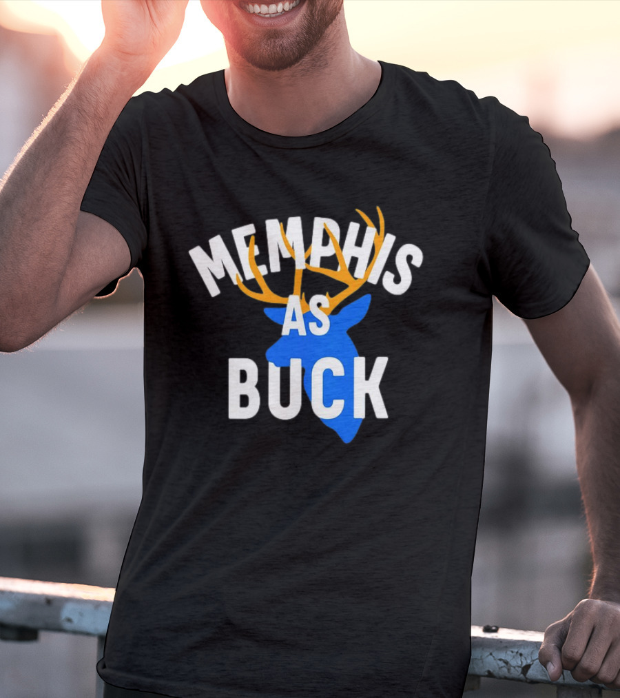 Memphis As Buck Blue Deer Head With Antlers T-Shirt