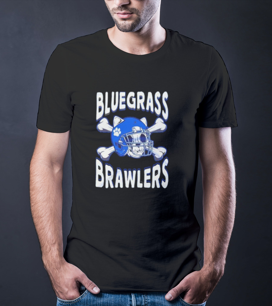 Bluegrass Brawlers Kentucky Wildcats Blue Skeleton Helmet With Bones T-Shirt