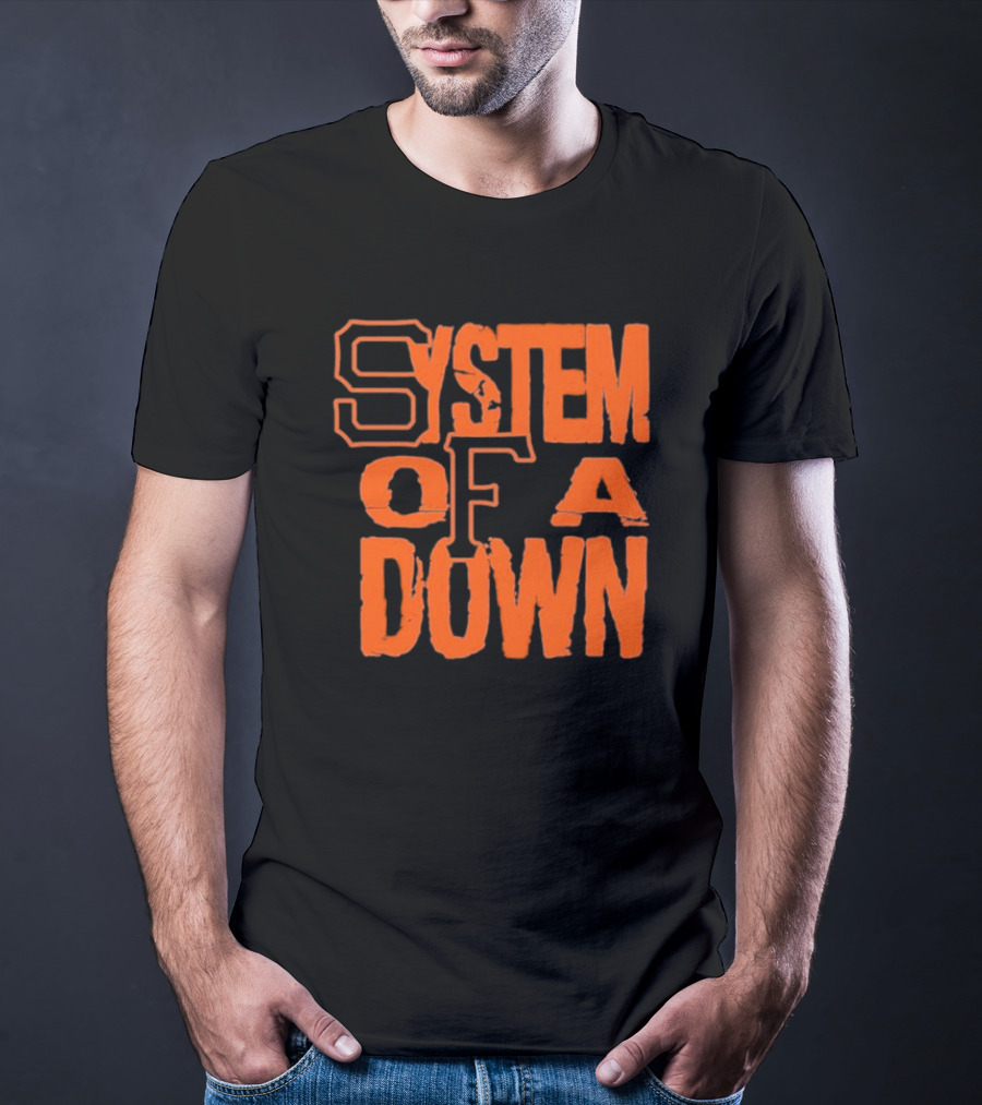 System Of A Down SF Giants Style Stacked Text T-Shirt