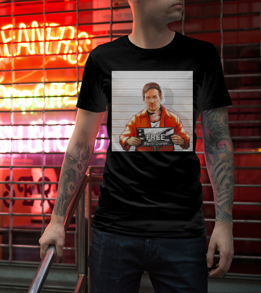 Free Pavel Durov Mugshot Cartoon T-Shirt
