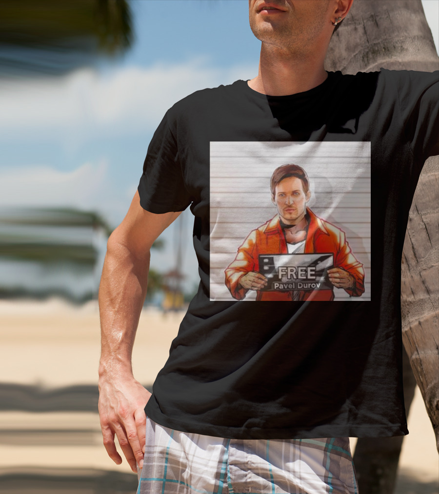 Free Pavel Durov Mugshot Cartoon T-Shirt
