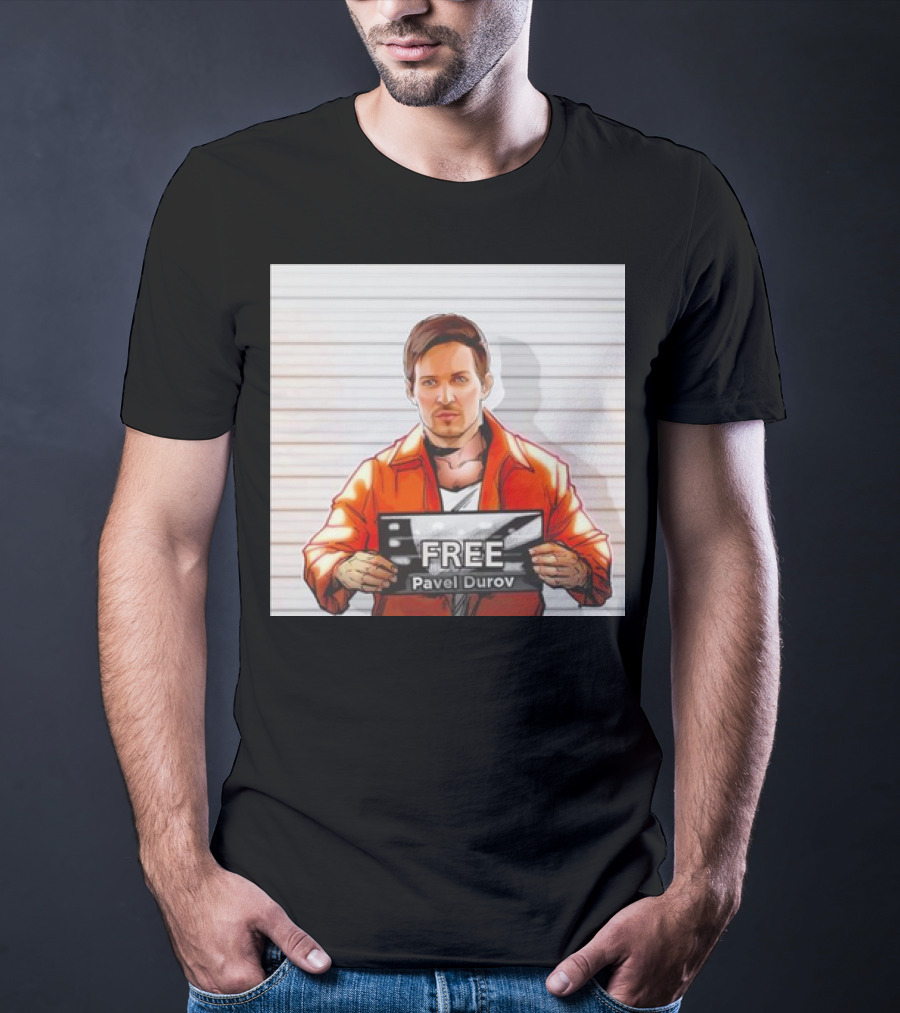 Free Pavel Durov Mugshot Cartoon T-Shirt