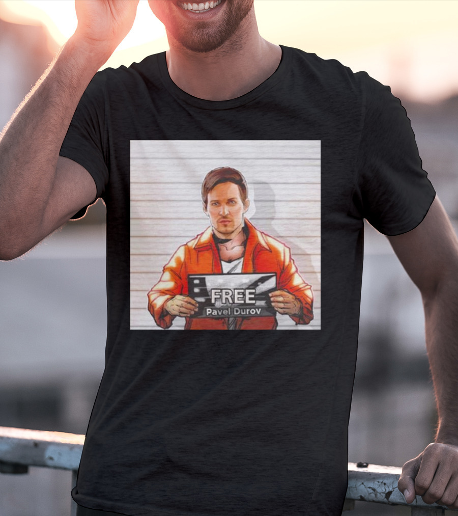 Free Pavel Durov Mugshot Cartoon T-Shirt