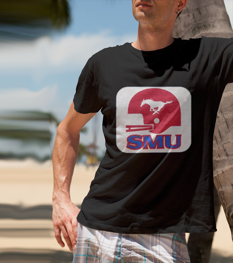 SMU Mustangs Football Red Helmet T-Shirt