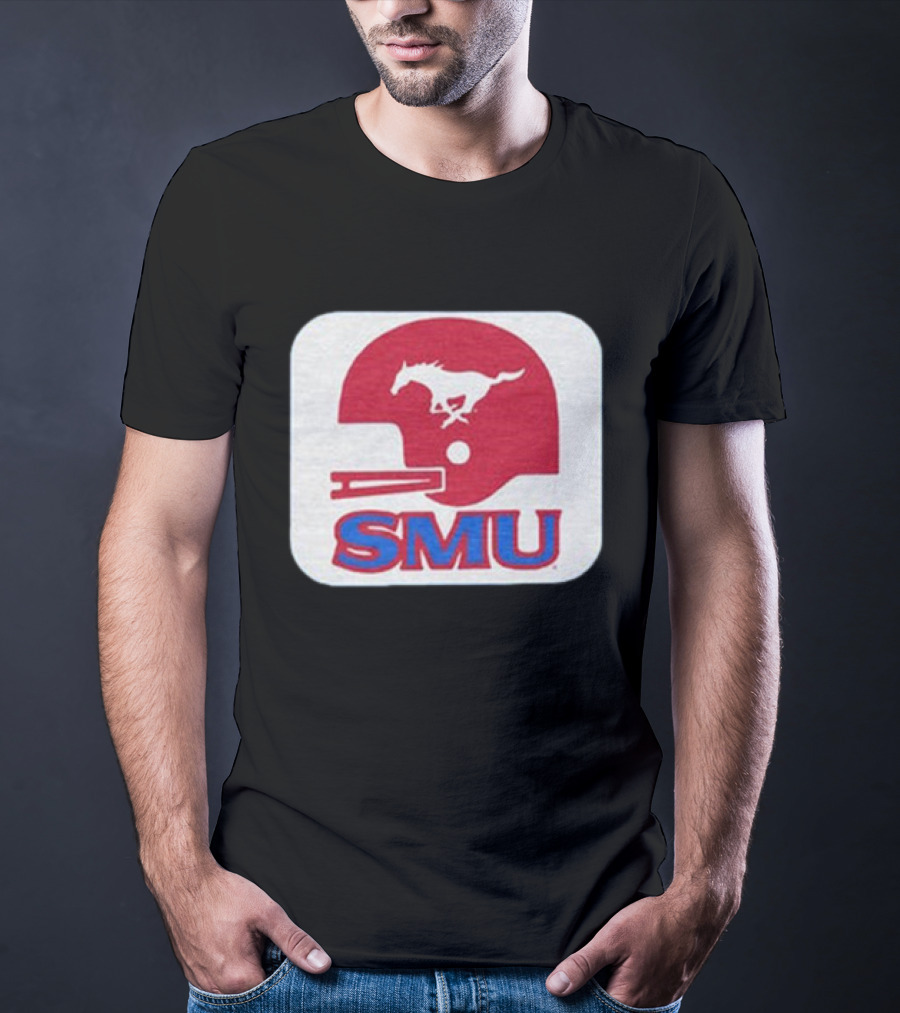 SMU Mustangs Football Red Helmet T-Shirt