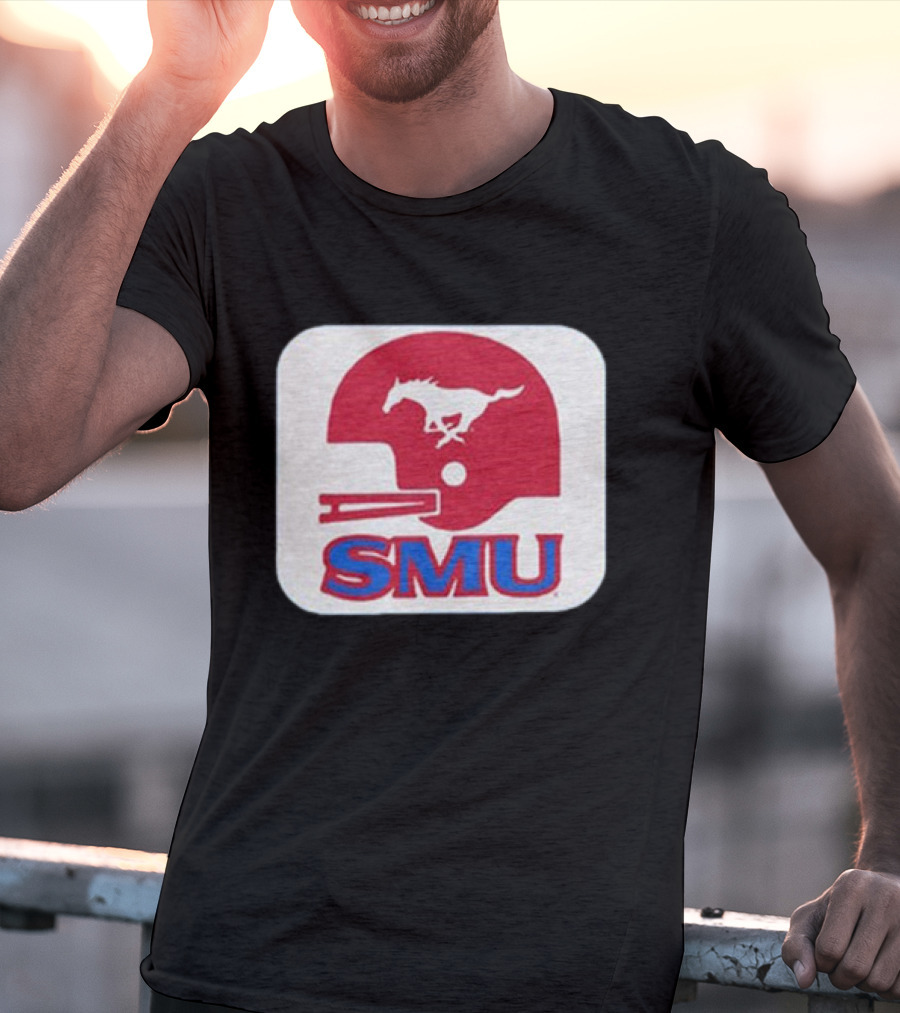 SMU Mustangs Football Red Helmet T-Shirt