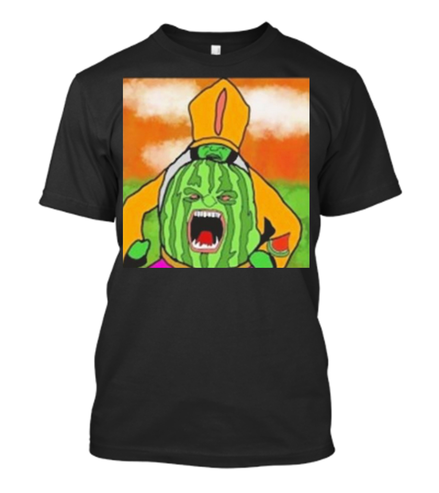 Angry Watermelon Priest In Colorful Robes T-Shirt