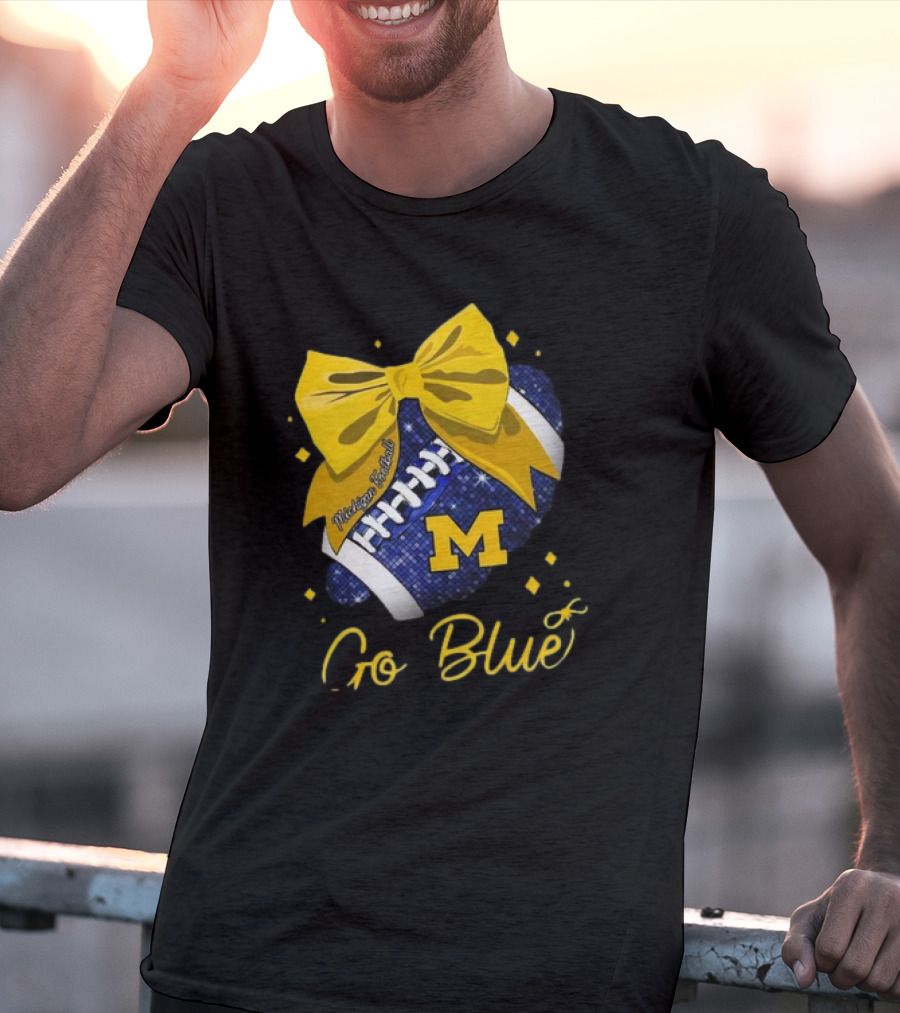 Michigan Wolverines Football Go Blue Bow Girl Michigan Proud T-Shirt