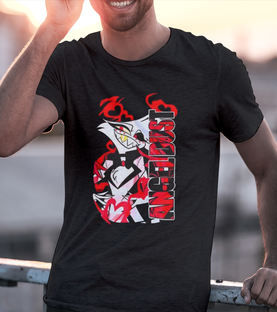 Hazbin Hotel Angel Dust Character With Red Flames T-Shirt