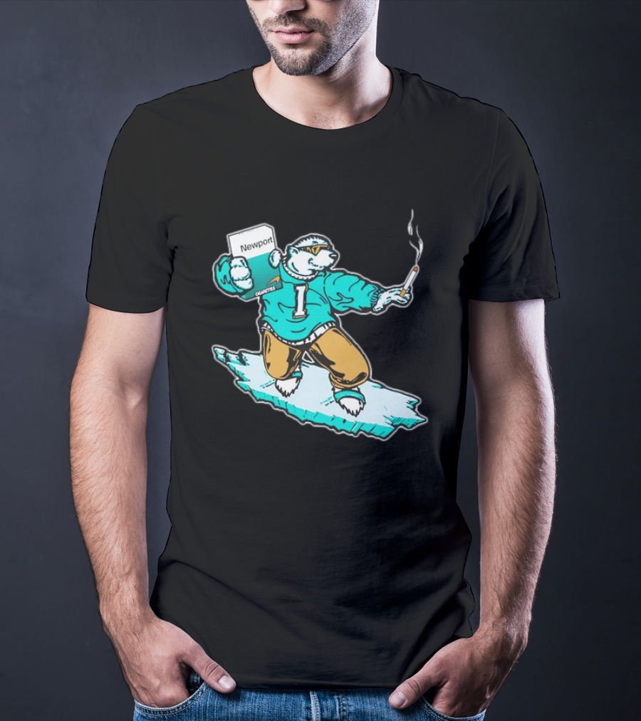 Newport Cigarettes Icee Bear Smoking Hockey T-Shirt