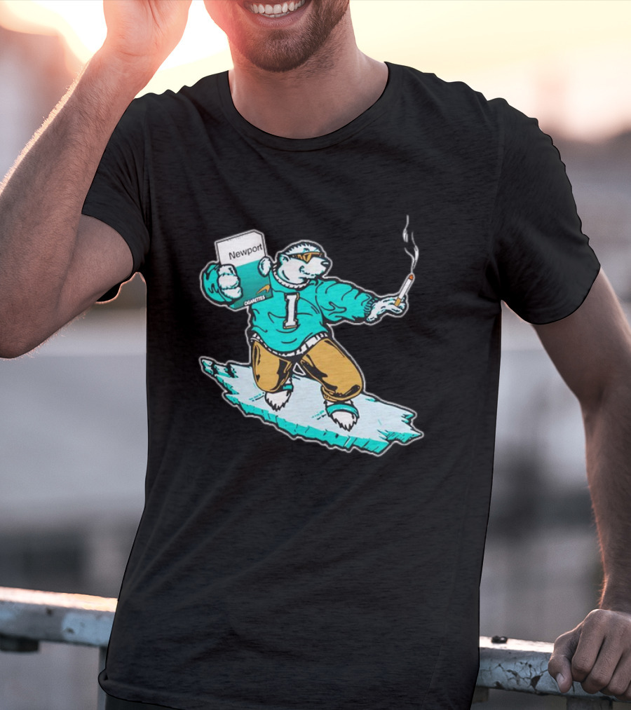 Newport Cigarettes Icee Bear Smoking Hockey T-Shirt