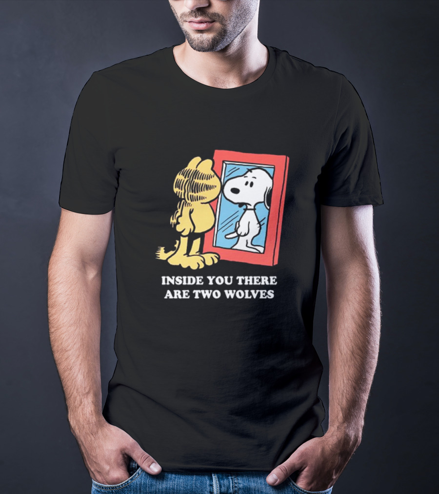 Garfield Inside You There Are Two Wolves Snoopy Reflection T-Shirt