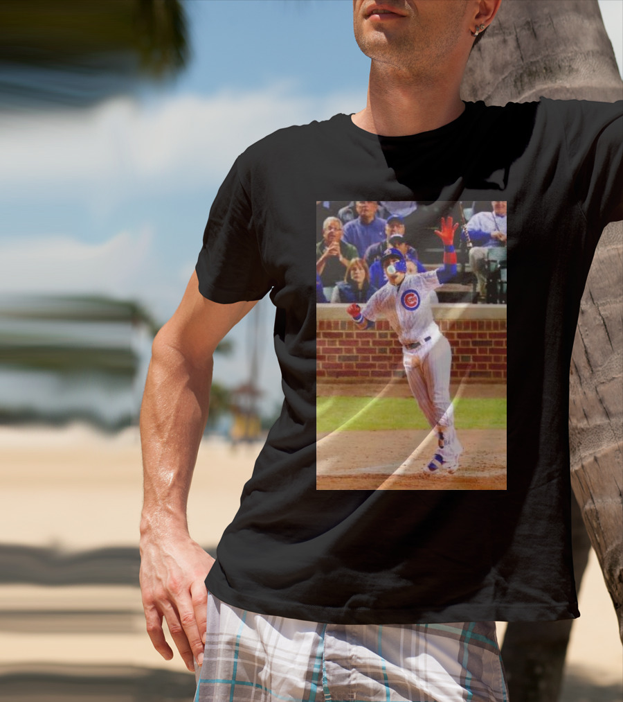 Javy Baez Chicago Cubs Blows A Bubble Hitting Second Home Run Baseball Action T-Shirt