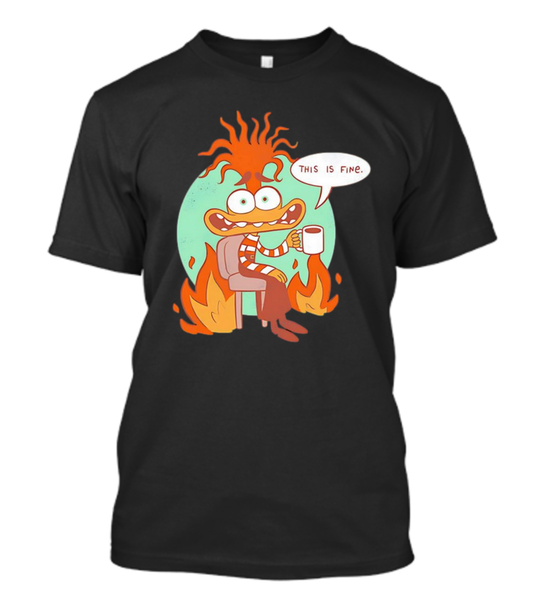 Anxiety Inside Out 2 This Is Fine Fire Cartoon T-Shirt