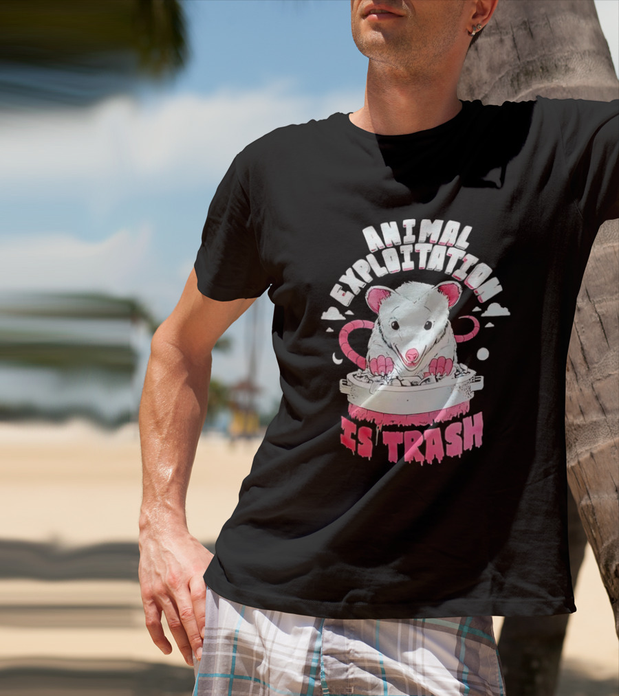 ANIMAL EXPLOITATION IS TRASH Possum T-Shirt