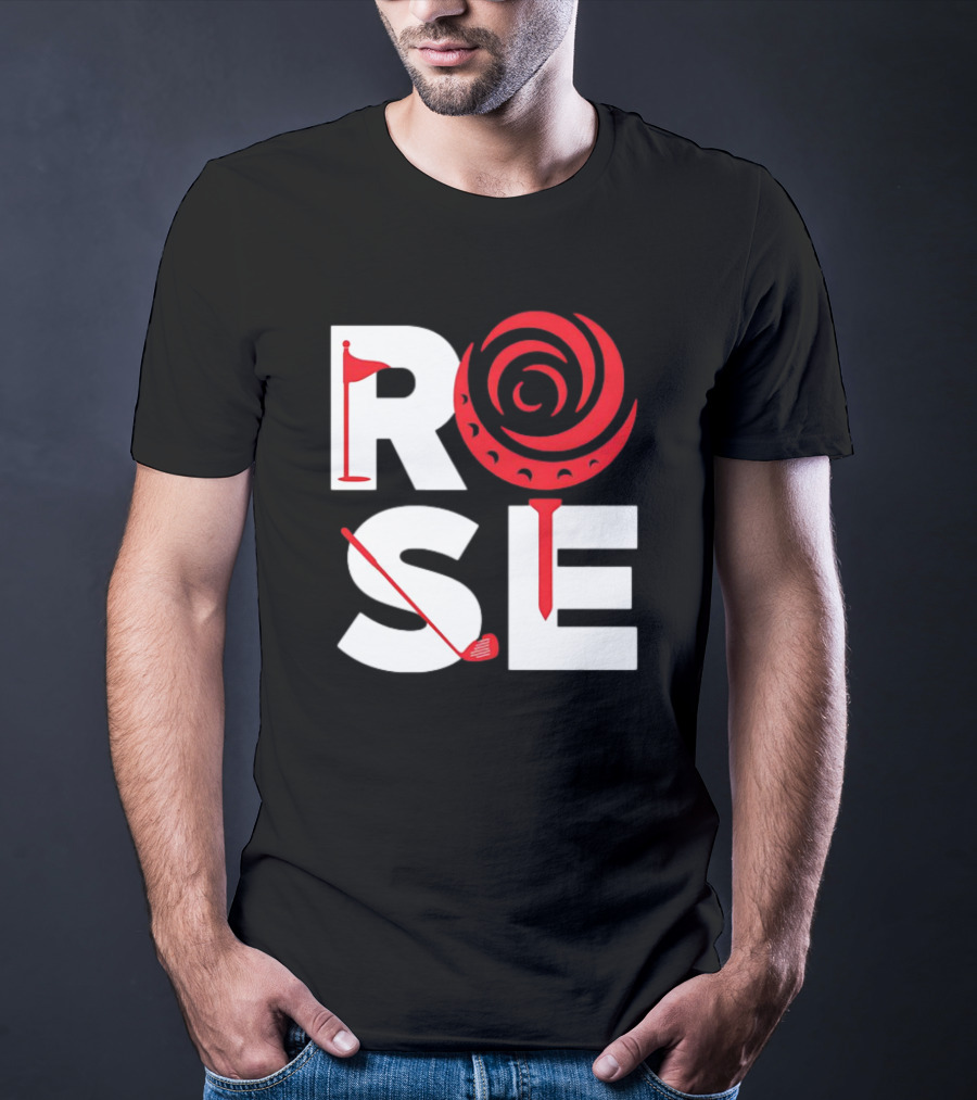 Rose Golf Flag Swirl Iconic Stacked Letters T-Shirt