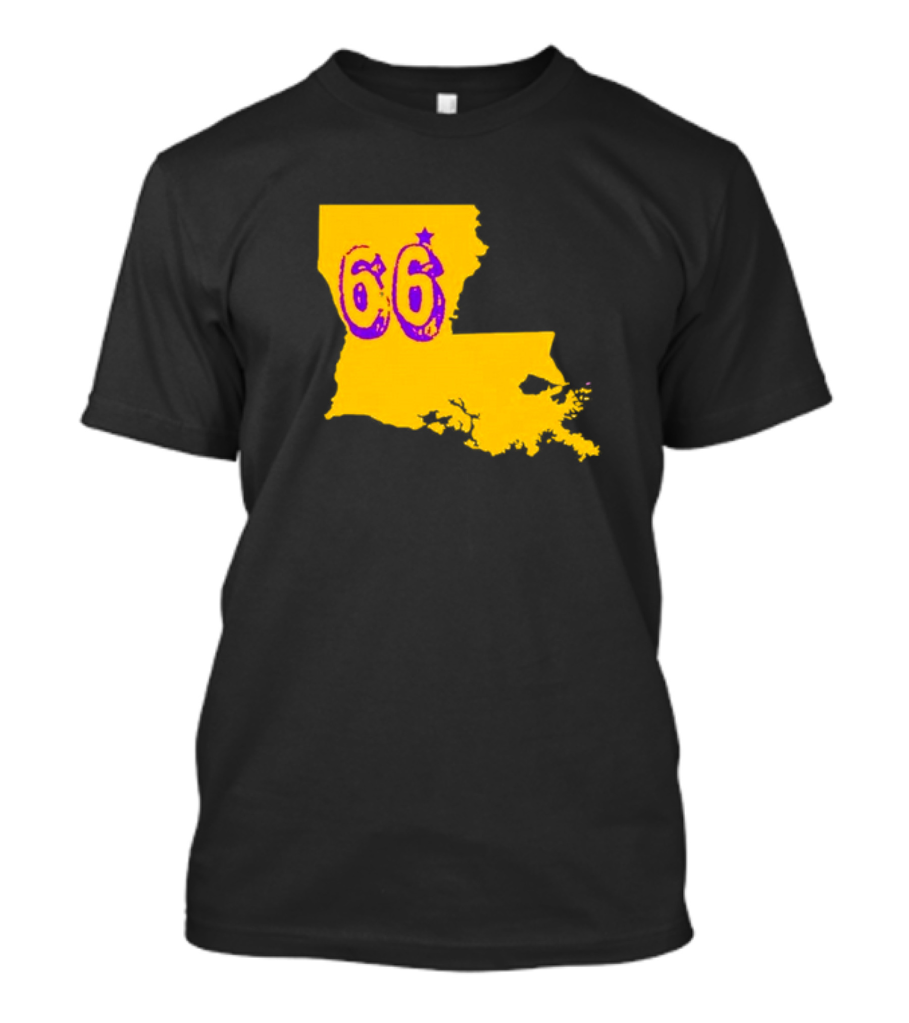 Louisiana State 66 Will Campbell LSU Tigers Map Outline T-Shirt