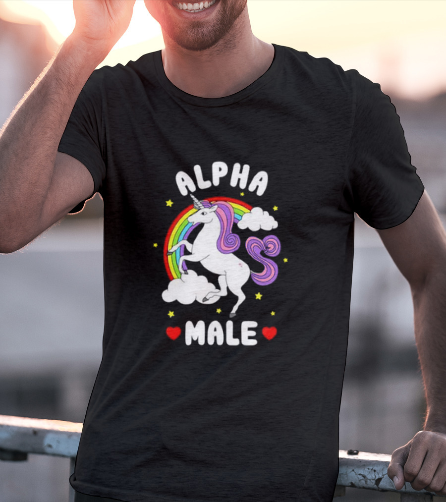 Alpha Male Unicorn Rainbow Father's Day T-Shirt