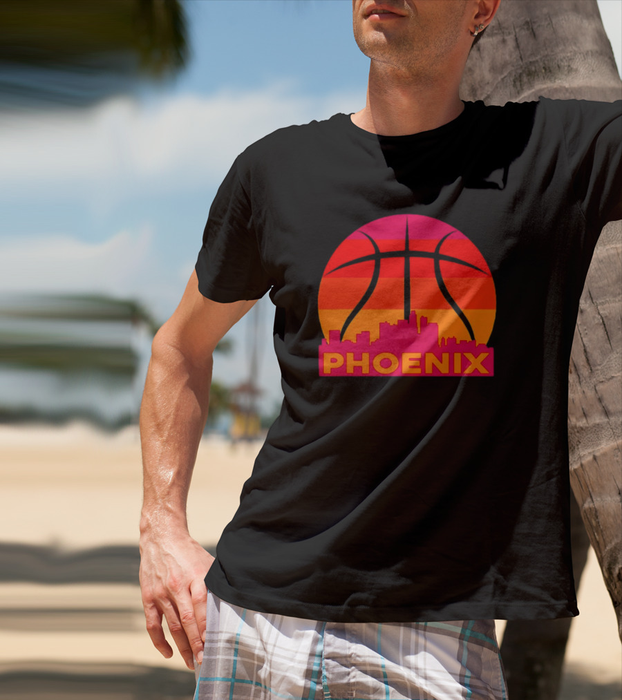 Phoenix City Skyline Basketball Sunset T-Shirt