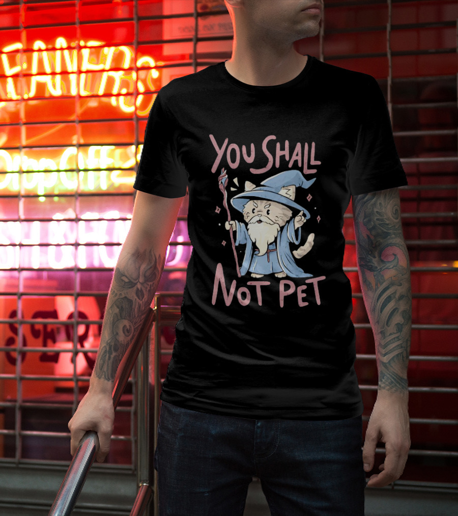Wizard Cat You Shall Not Pet Gandalf Parody Fantasy Humor T-Shirt