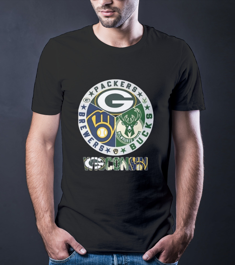 Green Bay Packers Milwaukee Brewers Milwaukee Bucks Wisconsin T-Shirt