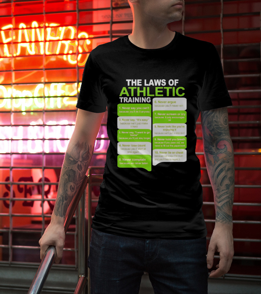 The Laws Of Athletic Training Never Say Never Only Encourages It T-Shirt