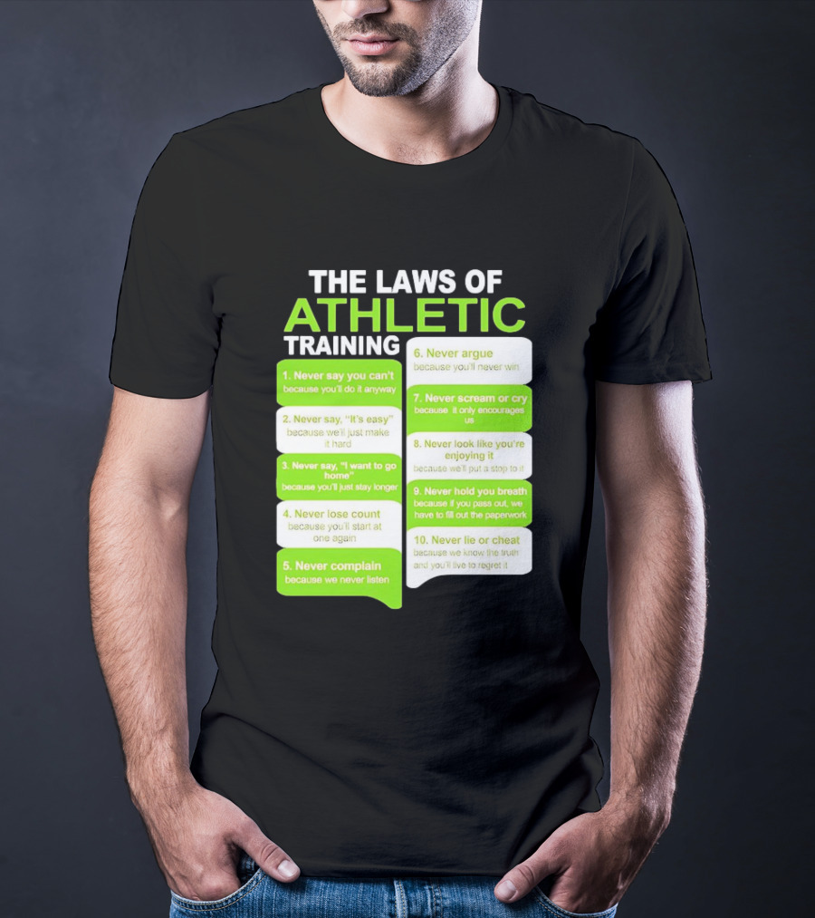 The Laws Of Athletic Training Never Say Never Only Encourages It T-Shirt