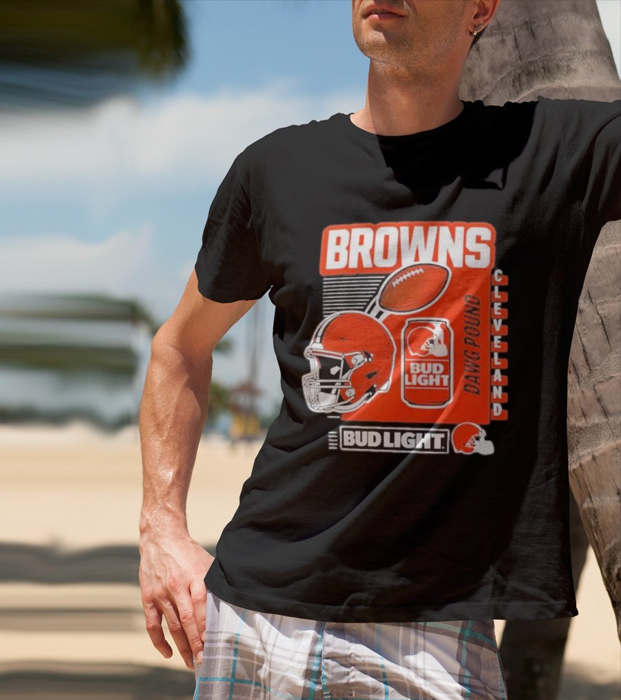 Browns Cleveland Bud Light Dawg Pound Football Helmet T-Shirt