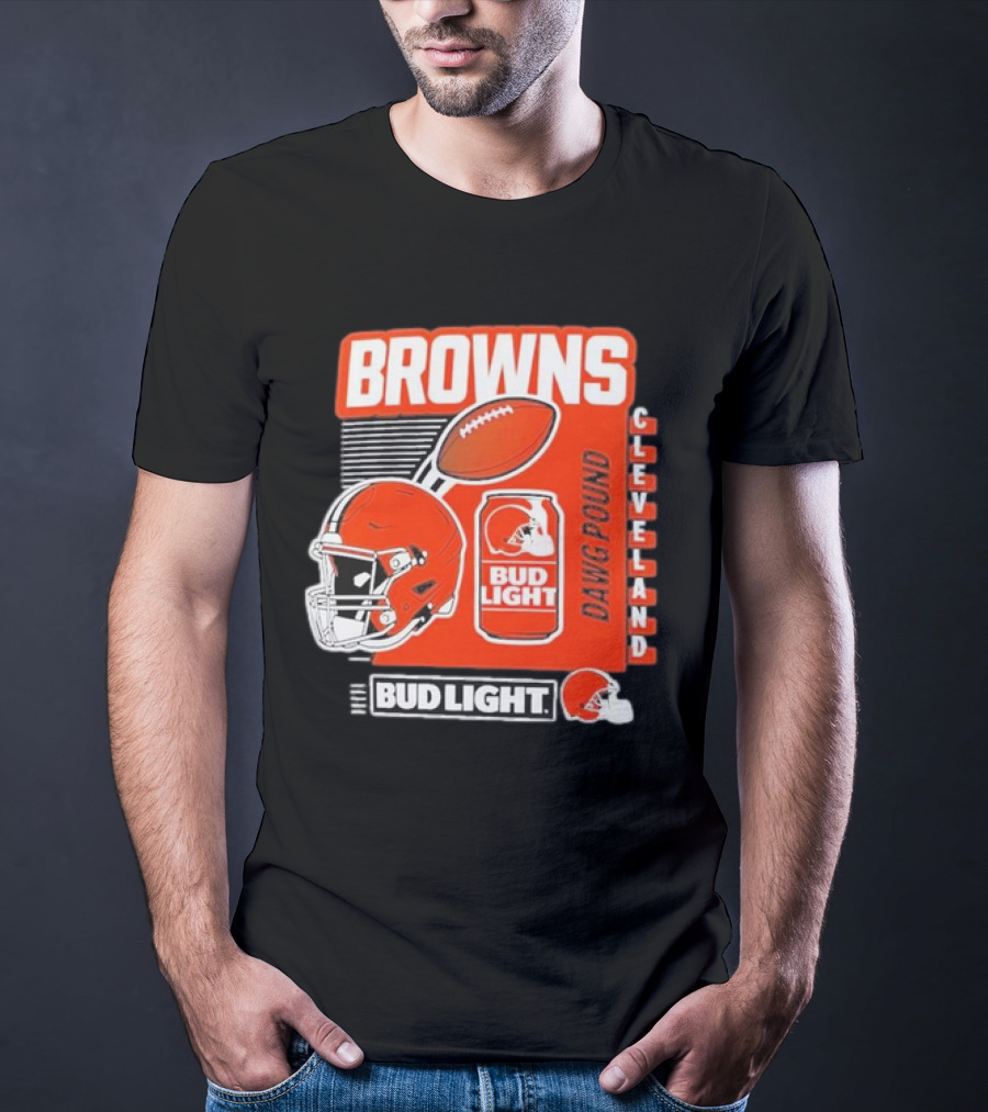 Browns Cleveland Bud Light Dawg Pound Football Helmet T-Shirt