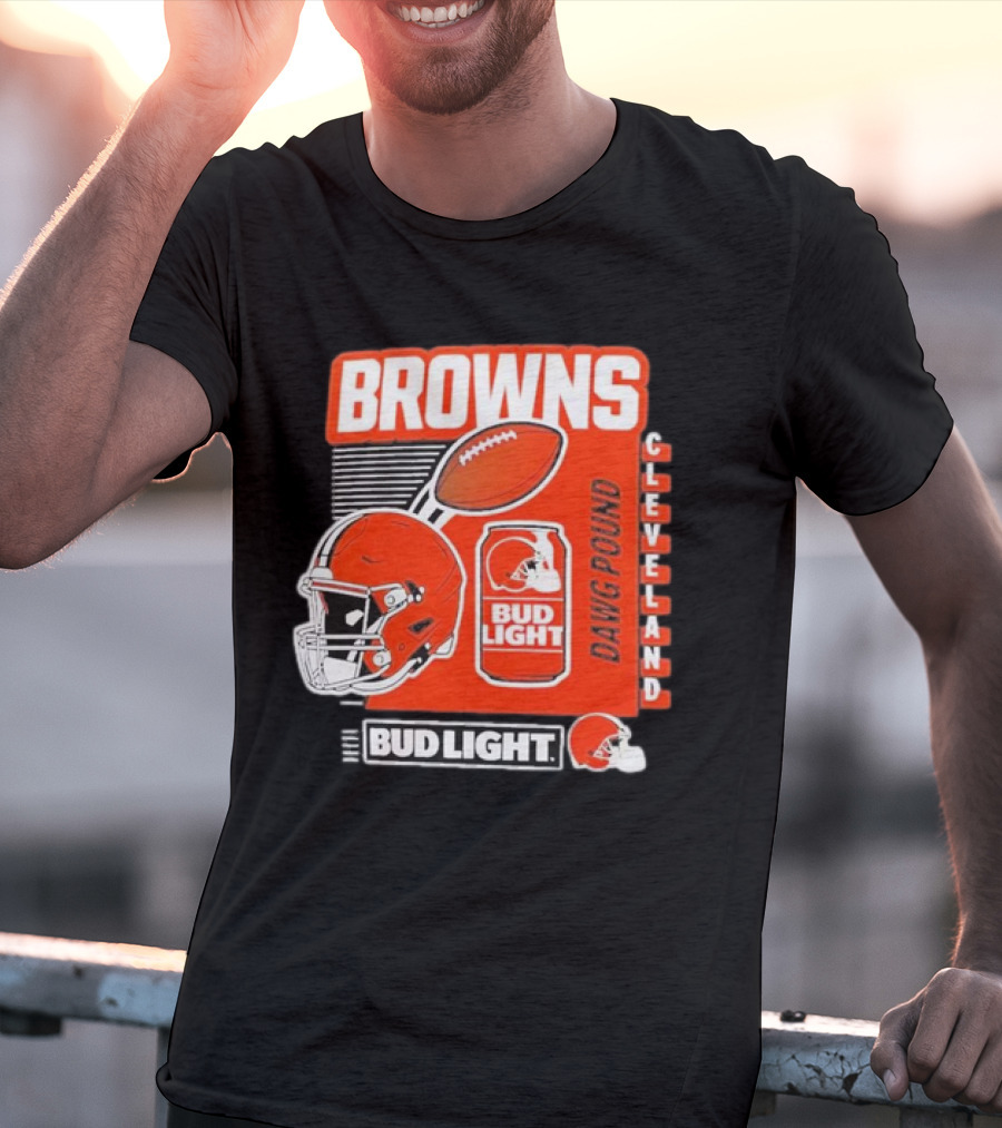 Browns Cleveland Bud Light Dawg Pound Football Helmet T-Shirt