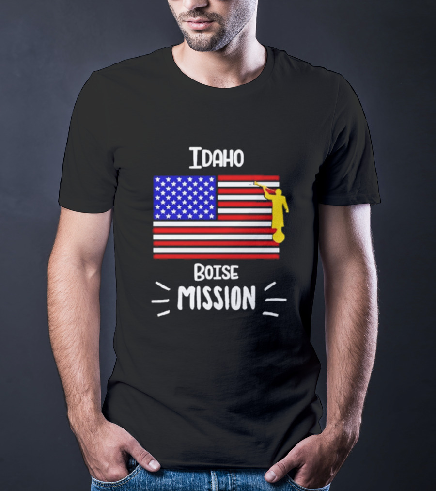 Idaho Boise Mission US Flag With Angel Moroni T-Shirt