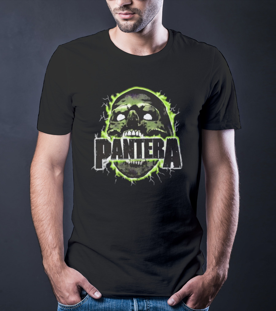 Pantera Electric Green Glowing Skull T-Shirt