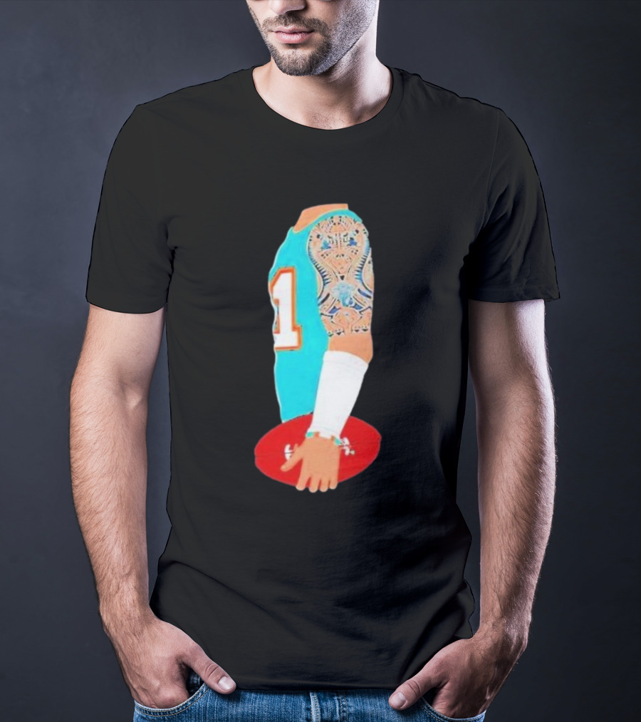 Tua Tagovailoa Football Arm Miami Dolphins Number 1 T-Shirt