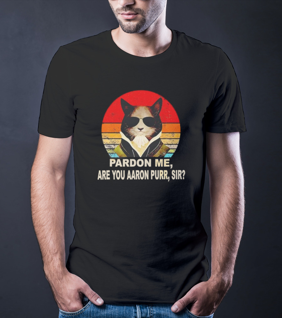Pardon Me Are You Aaron Purr Sir Alexander Hamilton Cat Retro T-Shirt