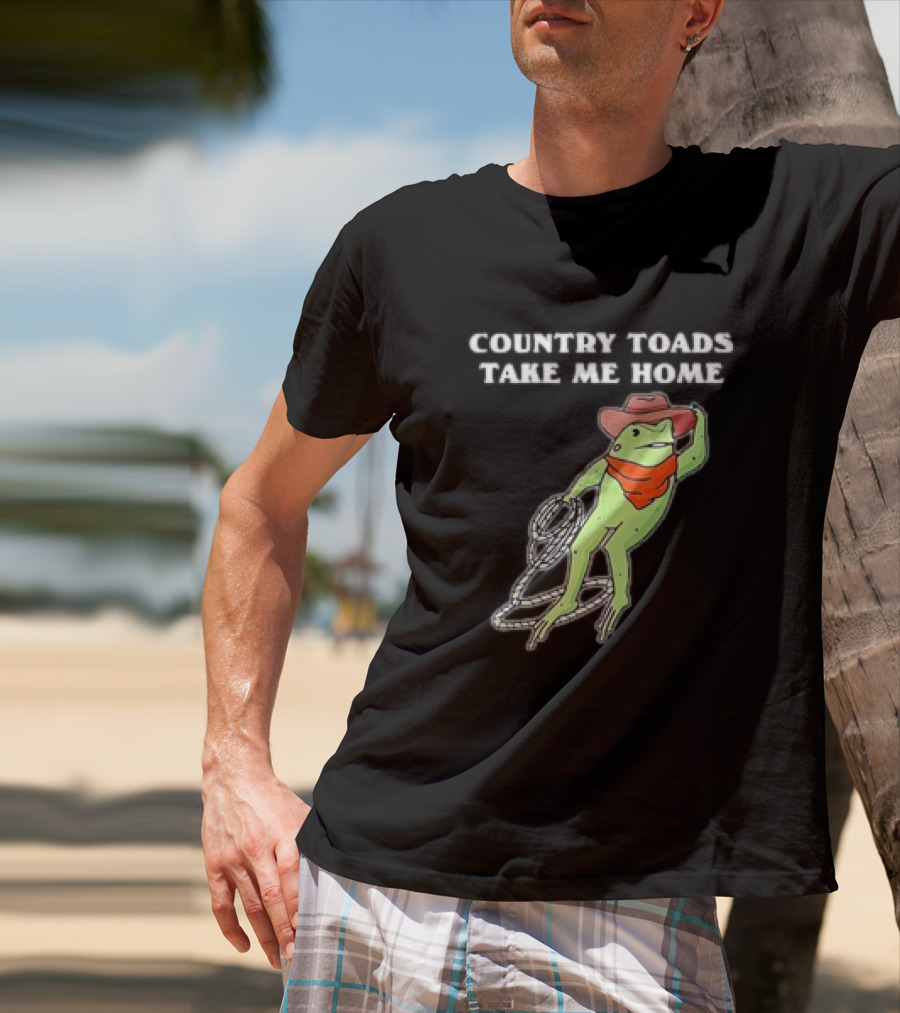 Country Toads Take Me Home Cowboy Frog Funny Western T-Shirt