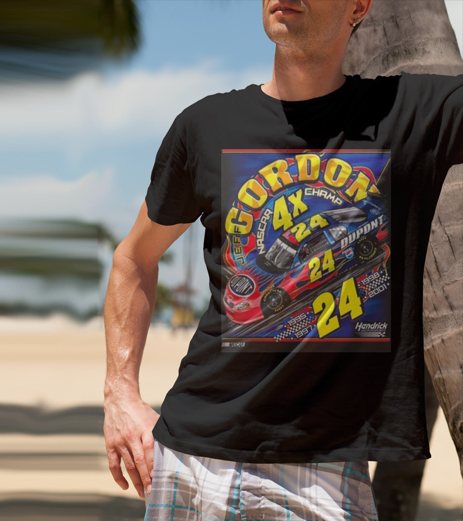 Jeff Gordon #24 Dupont NASCAR 4X Champ 1995-1997-1998-2001 Hendrick Racing T-Shirt