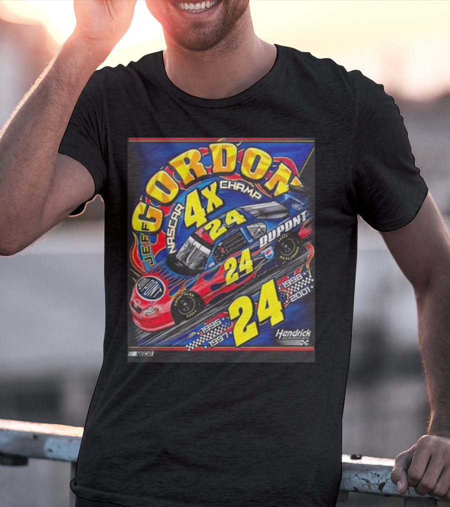 Jeff Gordon #24 Dupont NASCAR 4X Champ 1995-1997-1998-2001 Hendrick Racing T-Shirt