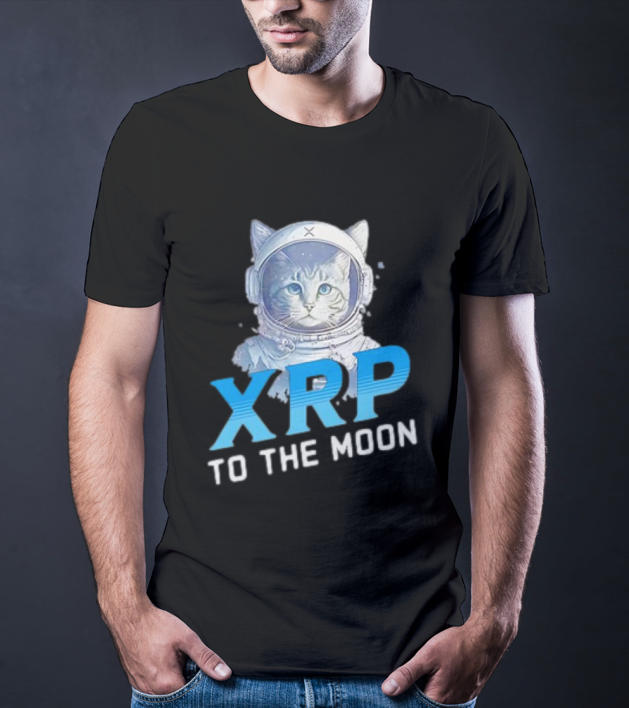 XRP Cat To The Moon Crypto Merchandise Astronaut Helmets T-Shirt