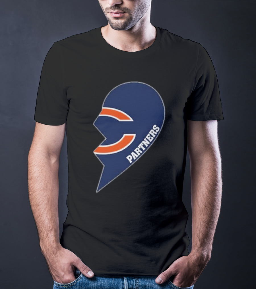 Chicago Bears Logo Partners Half Heart T-Shirt