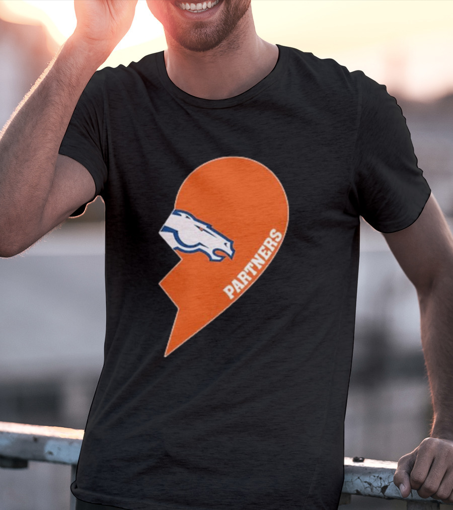 Denver Broncos Orange Half Heart Partners T-Shirt