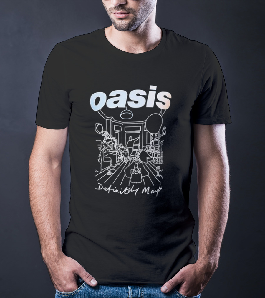 Oasis Definitely Maybe Line Drawing 90s Britpop Album T-Shirt