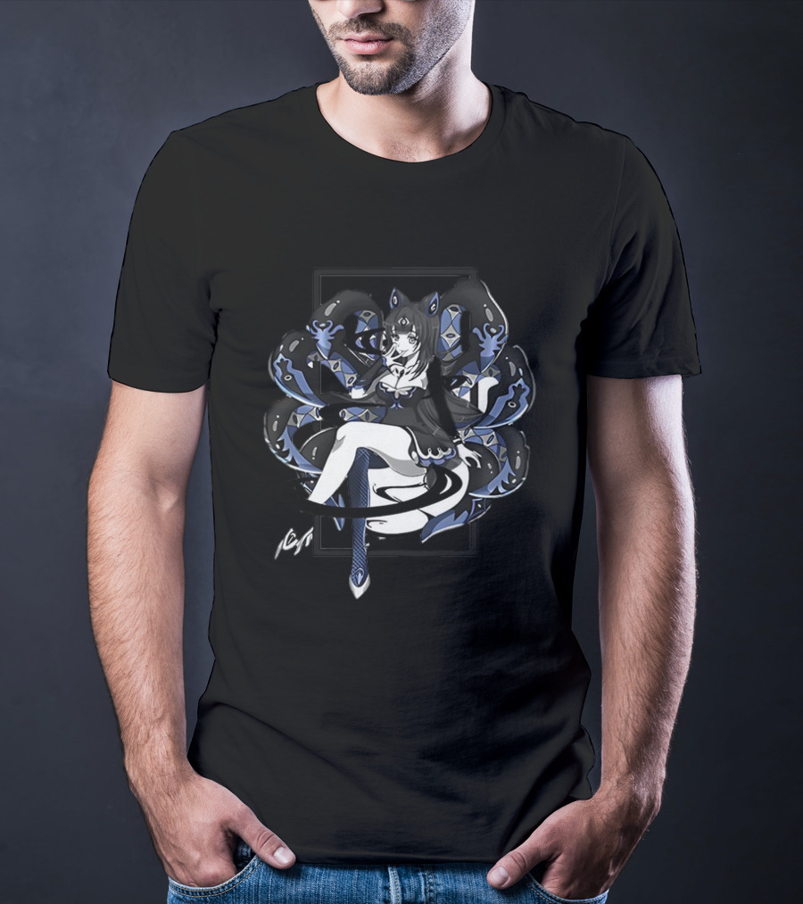 Abelia Release The Kraken Anime Tentacle Girl Monochrome T-Shirt